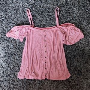 Red and white striped American Eagle top